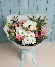 Букет цветов из:  Розы, Лизиантусы и Хризантемы в Обояни