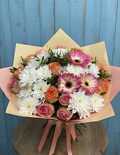 Букет цветов из:  Розы, Герберы и Хризантемы в Обояни