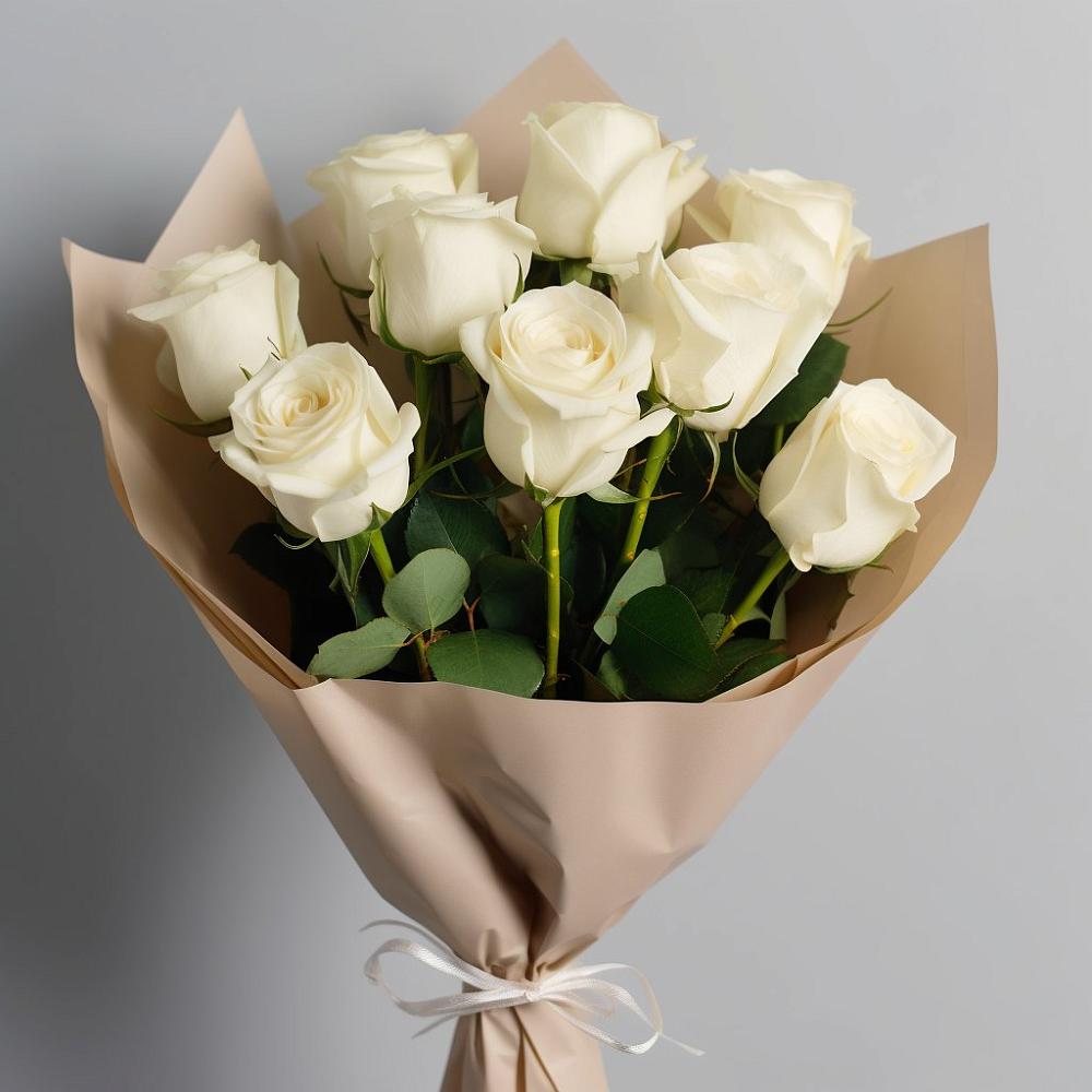 Букет 9 Белых роз Эдлесс Лав в Обояни