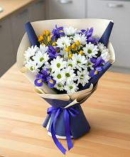 Букет цветов из:  Розы, Ирисы и Хризантемы #REPLACE_PRED# Обояни