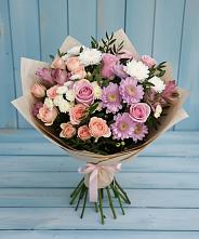 Букет цветов из:  Хризантемы, Розы и Альстромерии #REPLACE_PRED# Обояни