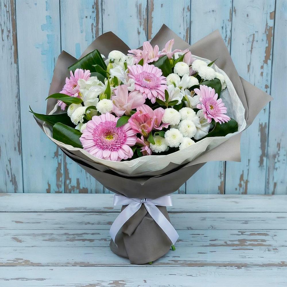 Букет цветов из: Герберы, Альстромерии и Хризантемы в Обояни