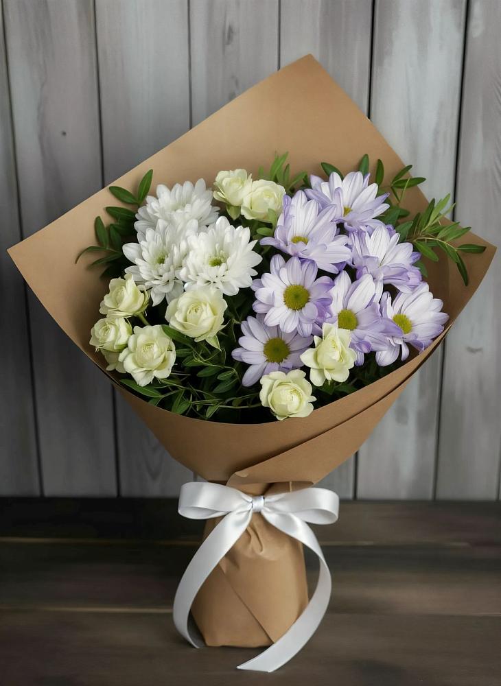 Букет цветов из: Хризантемы и Розы в Обояни